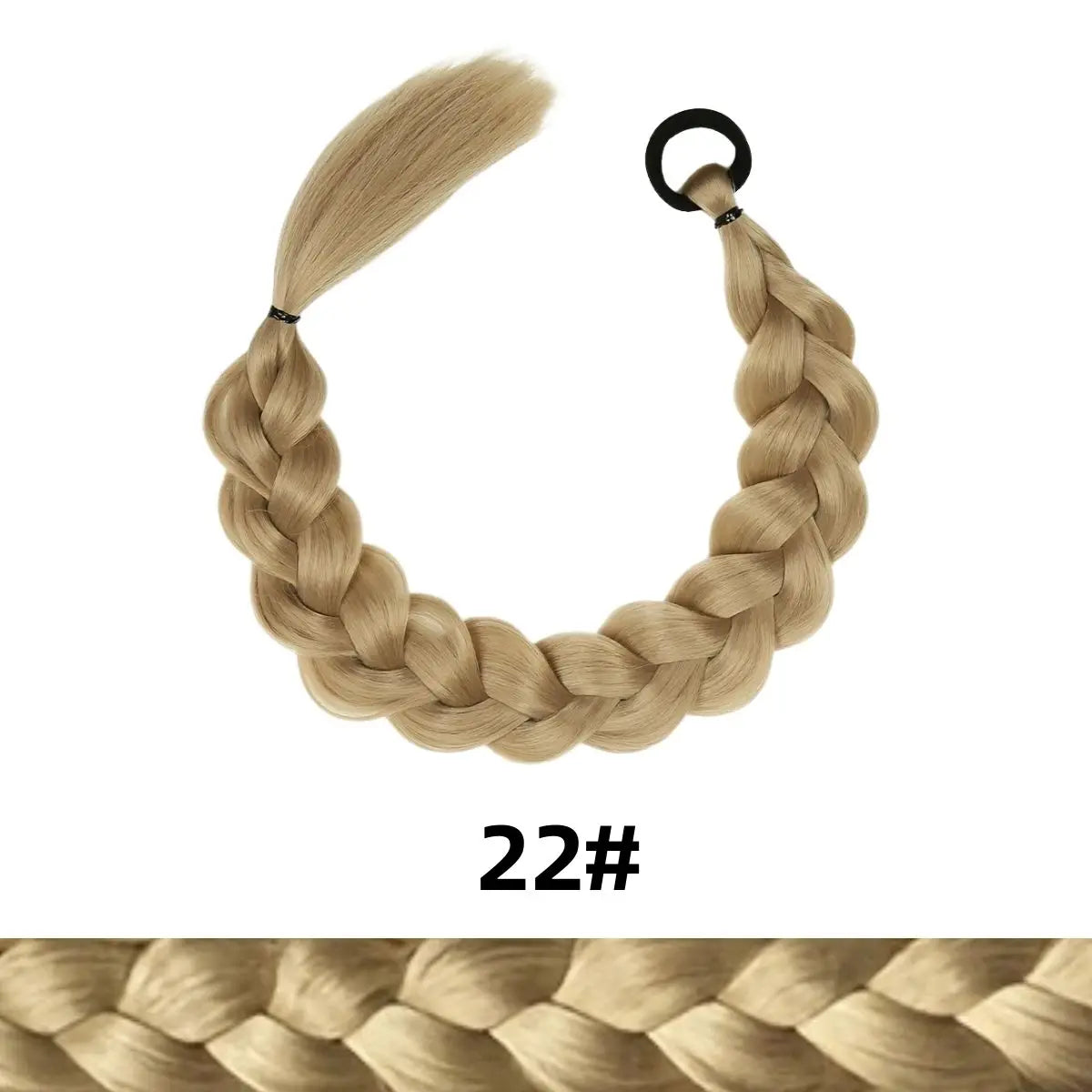 24 Inch Long Black Synthetic Braided Ponytail Hair Extension with Rubber Band for Women Hair Accessories Boxing Braids