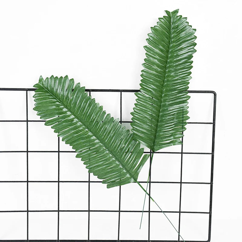 10/20pcs Artificial Green Palm Leaves Tropical Monstera Silk Turtle Leaves for Hawaiian Luau Beach Wedding Party Home Decoration