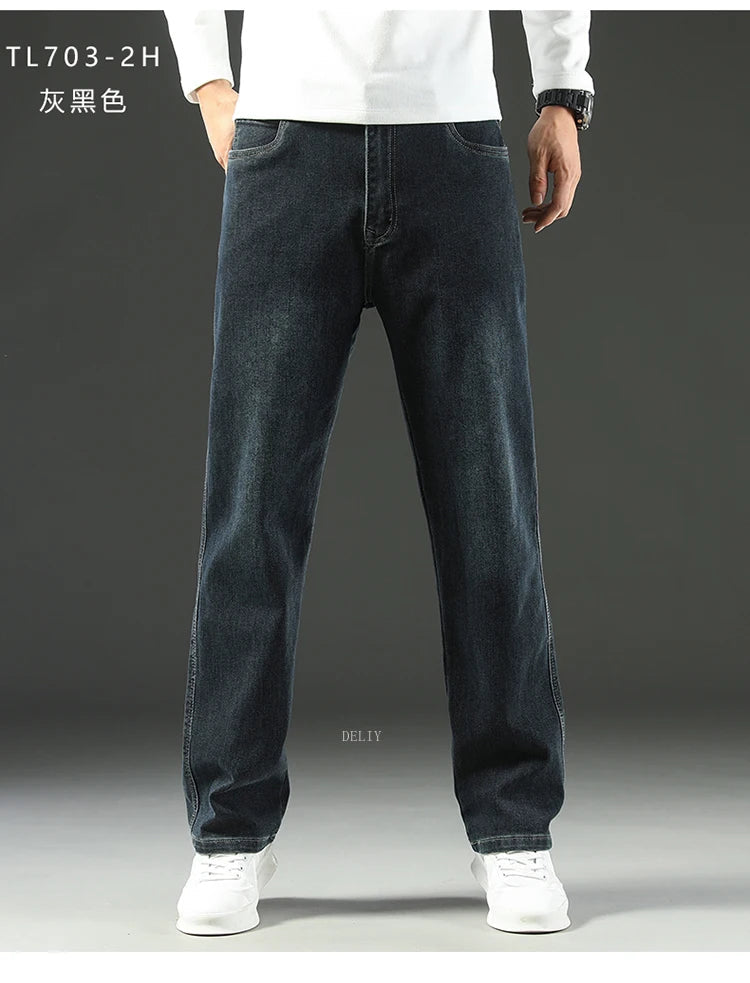 2025 New Y2K  Autumn and Winter Baggy  Jeans Men's Autumn and Winter Loose Straight Wide-leg Business Trousers Mens Clothing Viralgem Store