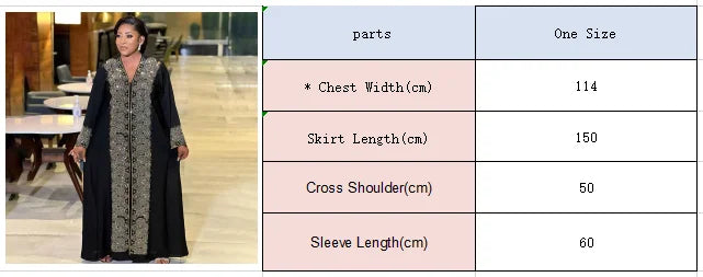 Africa women's dress luxury robe dress loose fashion V-neck diamond long sleeve Viralgem Store