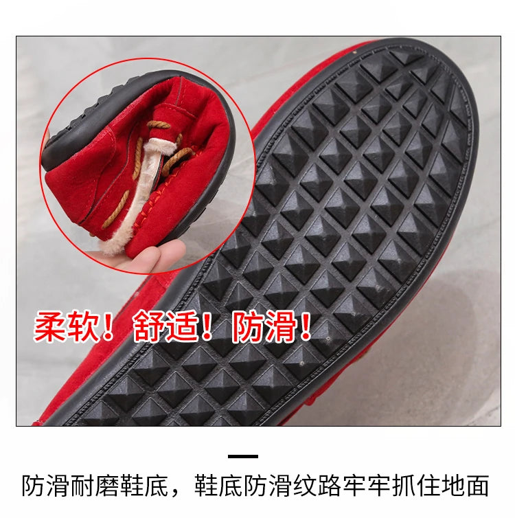 2023 autumn and winter new Doudou shoes women plus cashmere warm bow Korean version of casual shallow mouth flat lazy cotton sho