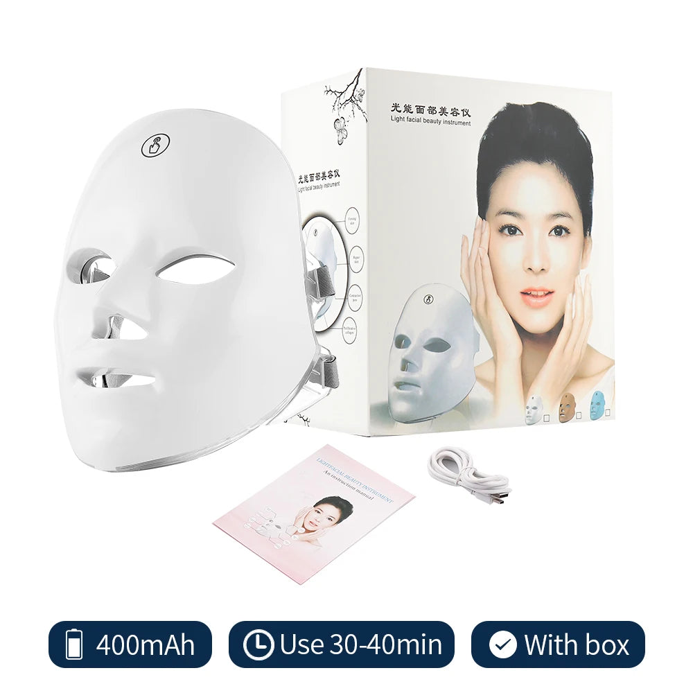 7 Colors Photon Facial LED Mask Red Light Therapy Anti Aging Face Neck Beauty Mask Relaxation Treatment Anti-Wrinkle Skin Care Viralgem Store