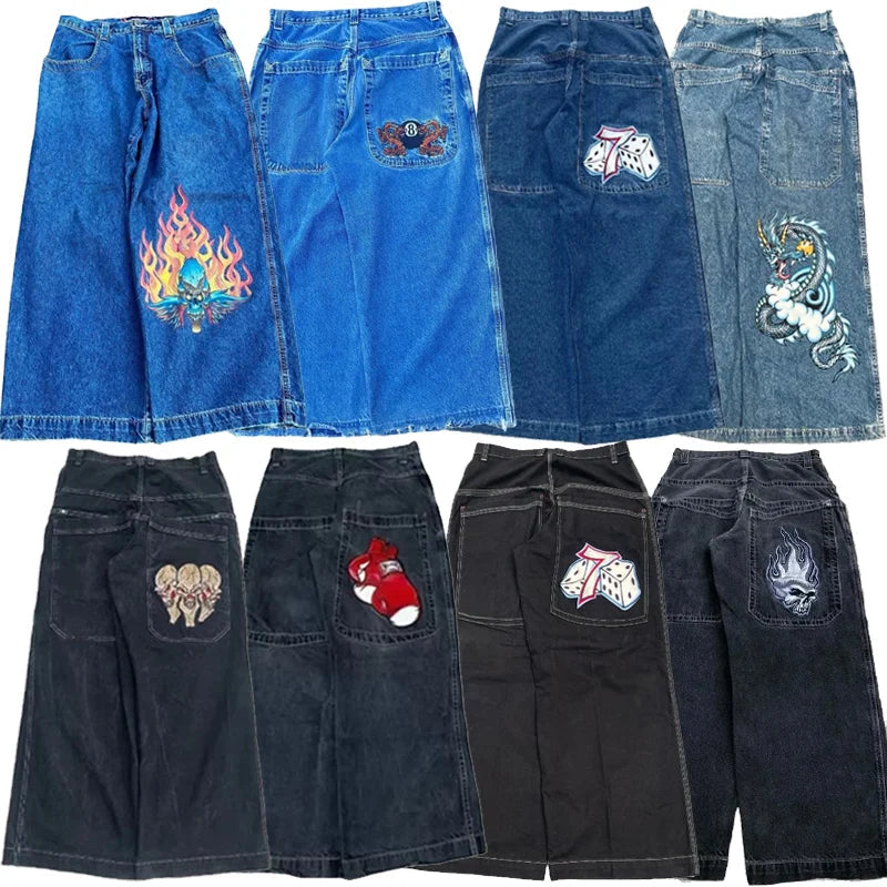Y2K Jeans men vintage Embroidered Pattern American high quality Baggy jeans Hip Hop Harajuku streetwear men women wide leg jeans Viralgem Store