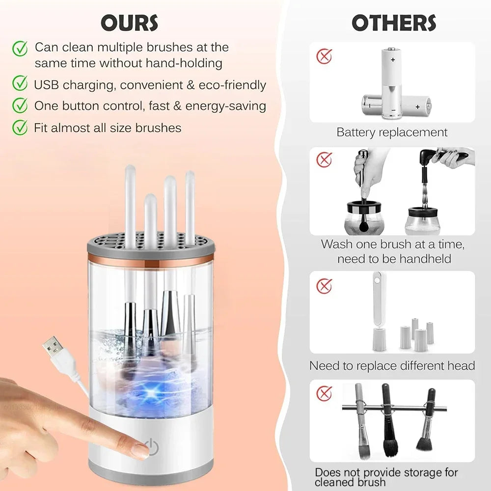USB Electric Makeup Brush Cleaner Portable 3 In 1 Makeup Brushes Drying Rack Lazy Cleaning Brush Washer Quick Dry Tool New Viralgem Store