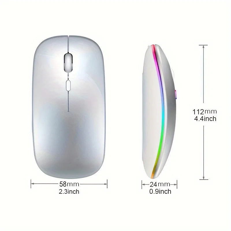 Wireless Mouse Bluetooth and 2.4GHz Dual Modes Rechargeable RGB Ergonomic Silent Click for PC iPad Laptop Cell Phone TV Viralgem Store