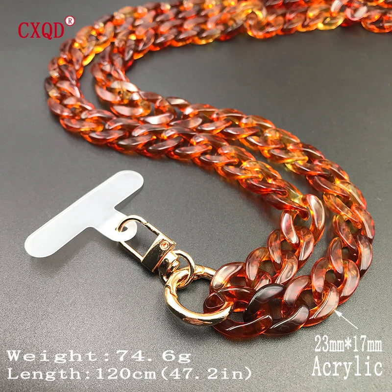 120cm Bevel Design Anti-lost Phone Lanyard Rope Neck Strap Colorful Portable Acrylic Cell Phone Chain Accessories Gifts Outdoor Viralgem Store