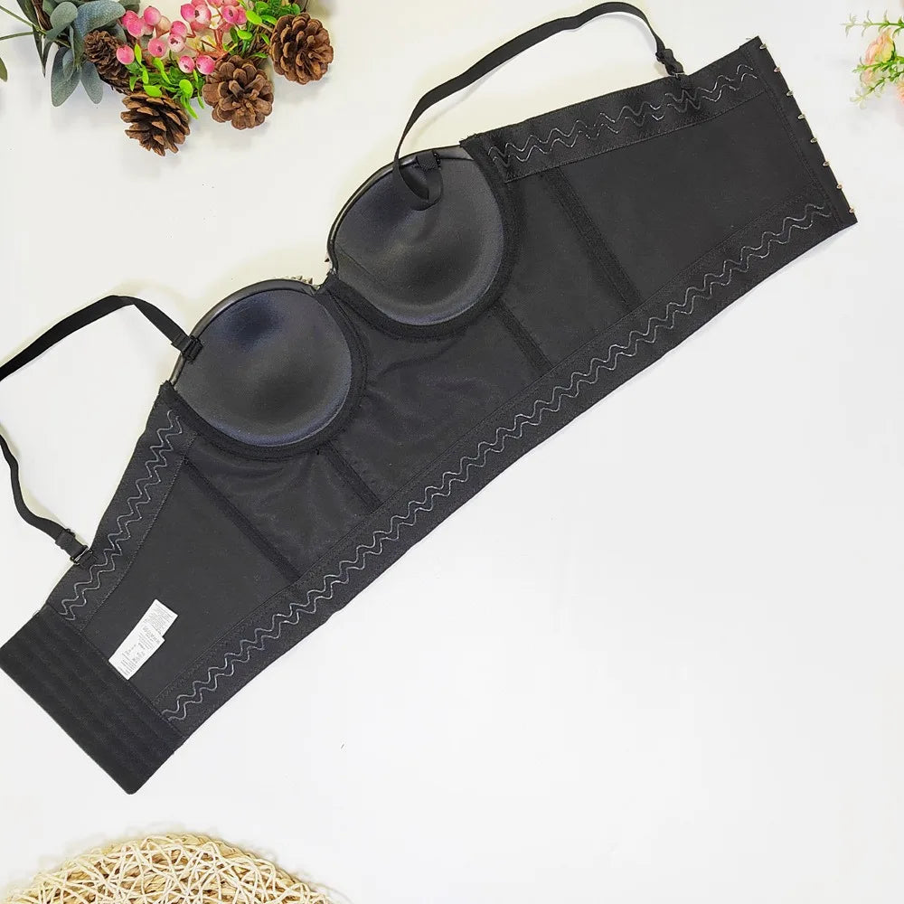 SXTHAENOO New Women Black PU Leather Corset Top Crop Bustier Bra Push Up Bodice Sexy Lingerie With Chest Pad Party Short Clothes