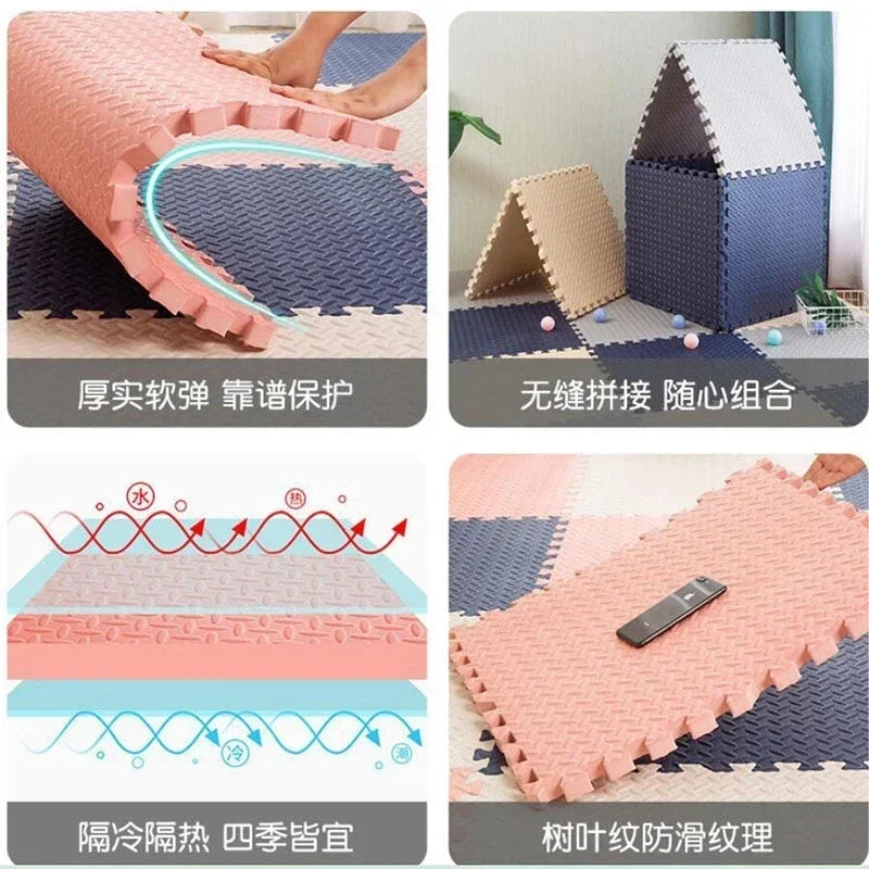 12pcs Foam Baby Play Mat Puzzle Mat Kids Interlocking Exercise Tiles Rugs Floor Tiles Toy Carpet Soft Carpet 30*30*1cm Viralgem Store
