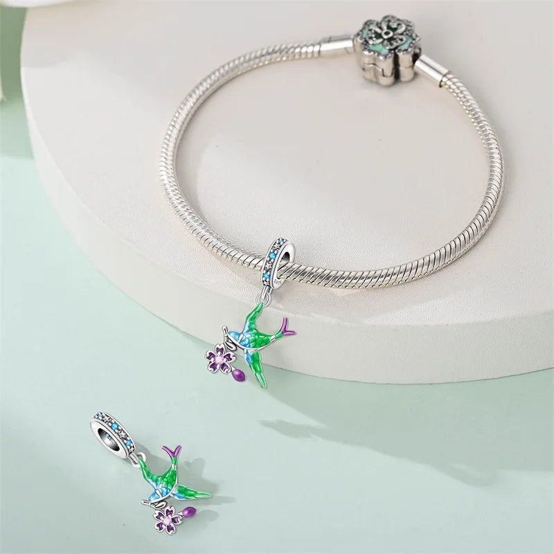 100% 925 Silver Parrot Hummingbird Owl Birds Fashion Design Charms Beads 3mm DIY Fine Jewelry Gifts Making Viralgem Store