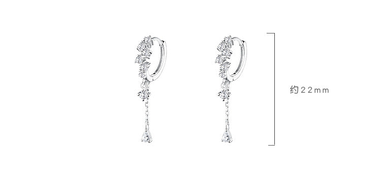 925 Sterling Silver tassel hoop Earrings Temperament Inlaid Zircon for Women Wedding Jewelry Accessories