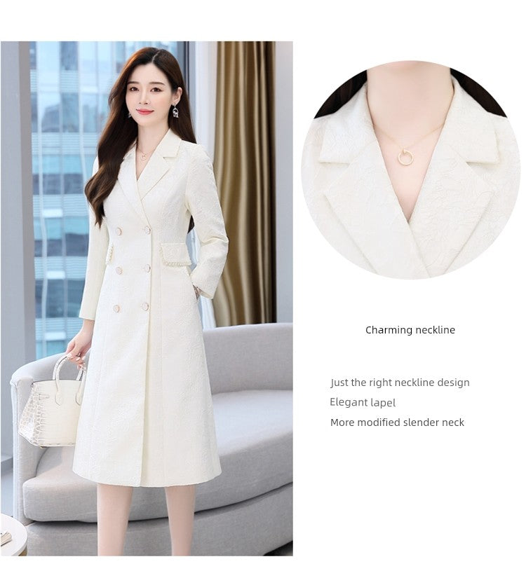 2024 Fashion Minimalist Generous Elegant Elegance Double Breasted Mid Length Long Length Trench Coat