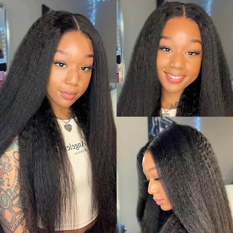 Yaki Kinky Straight Human Hair Wigs Glueless Wig 100% Human Hair Ready To Wear Preplucked HD Lace Wigs For Women Pre Cut No Glue Viralgem Store