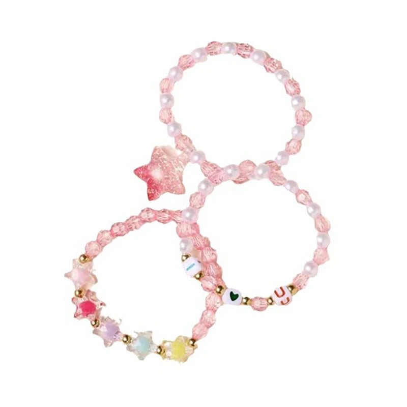 3Pcs/set Bracelet Party Bracelets Star Letter Candy Color Beads Children Kids Beads Bracelets For Girls Gift