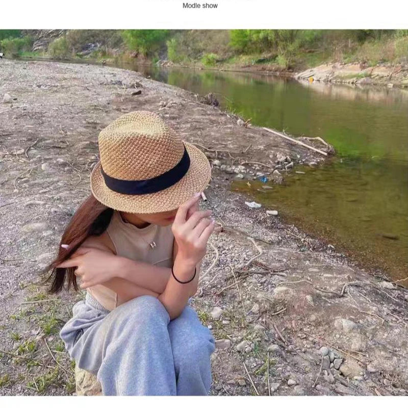 XL Large Size 61cm Panama Straw Hat for Woman and Man Foldable Straw Woven Sun Hat UPF 50+ Uv Sun Protection Shading Summer  Hat