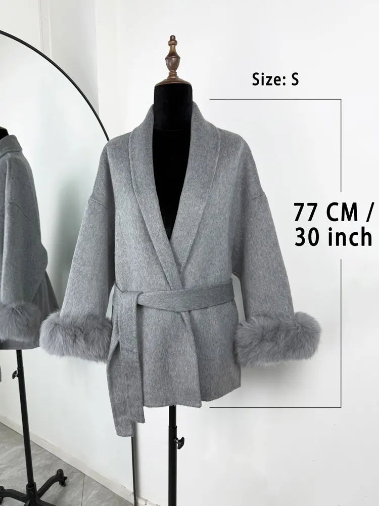 Tossy Fox Fur Wool Overcoat Women's Short Coat Office Lady Elegant Double-sided Woolen Coat 2025 New Cardigan Jackets Loose Wool Viralgem Store