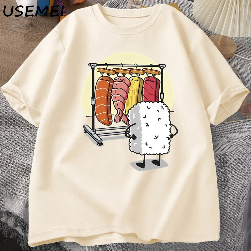 Sushi Wardrobe T Shirt Women Men Funny High Quality T-shirt Cotton Graphic T Shirts Loose Short-sleeve Pritned Tshirt Man Tops Freshlook Styles