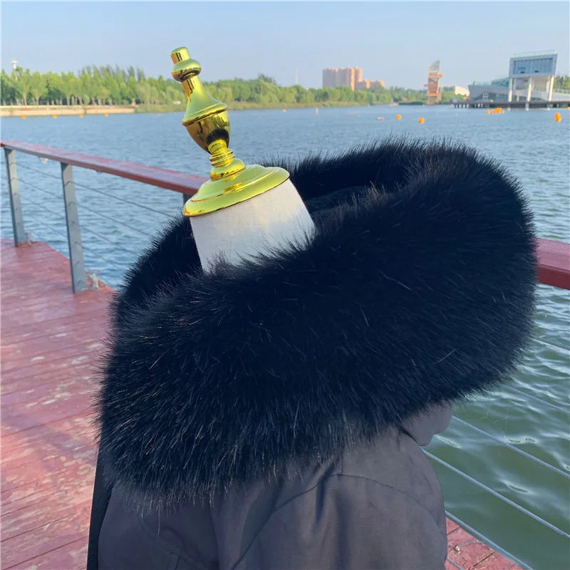 Women Faux Fox Fur Collar Shawl Furry Fur Collar For Winter Coat Hood Fur Decor Fake Fur Scarf Parkas Coat Fur Collar Scarves Viralgem Store