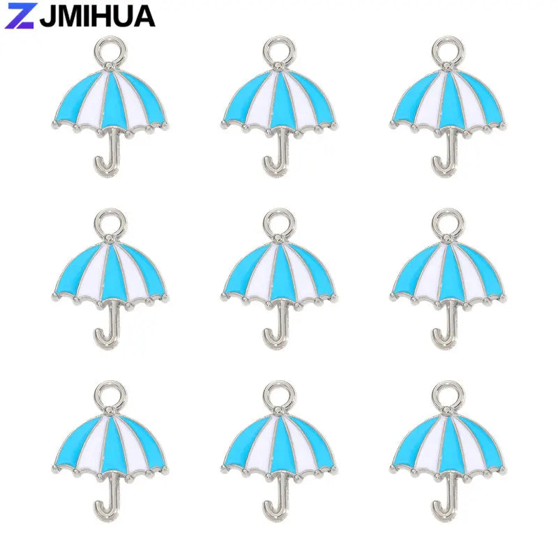20pcs/lot Metal Enamel Cute Umbrella Charms For Jewelry Making Earrings Pendant Necklaces Bracelets DIY Handmade Accessories