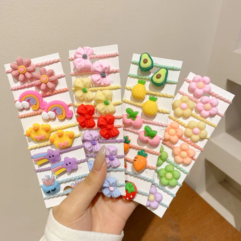 50 Pcs Girls Cartoon Fruit Animal Rubber Band Hair Accessories Cute Baby Small Rubber Band Hair Circle Holiday Gift Set Viralgem Store