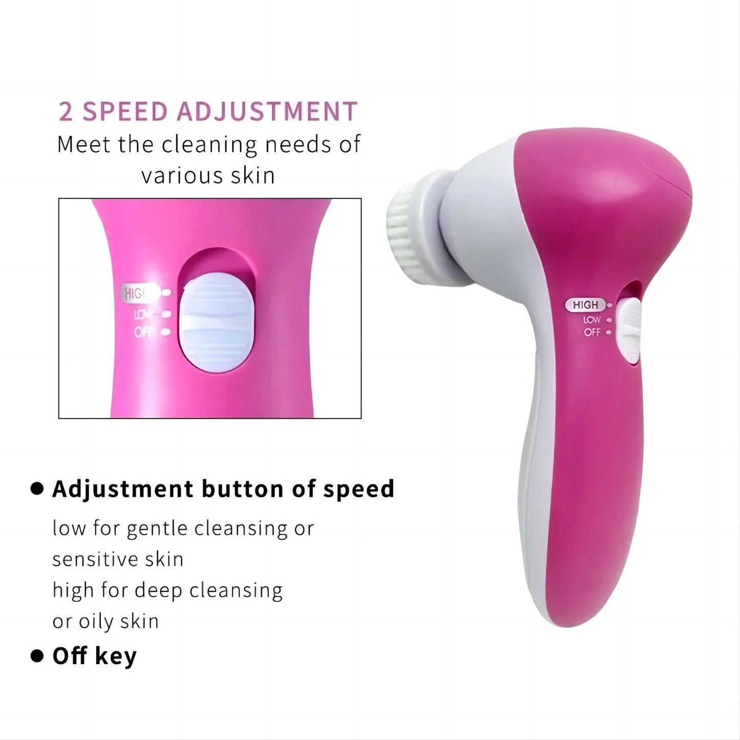 5 in 1 Facial Cleanser Pore Cleanser Face Massager Deep Electric Cleansing Brush Pore Cleaner Blackhead Remover Skin Beauty Care Viralgem Store
