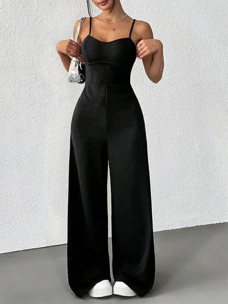 Summer New Women Sling Jumpsuits Streetwear Fashion Casual Slim Jumpsuits Black Sexy Backless V-Neck Sleeveless Female Clothing Viralgem Store