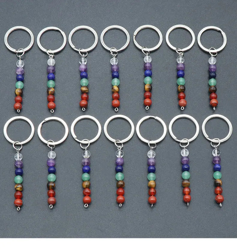 20pcs Natural Rough Raw Stone Crystal Quartzs Keychain Women Men Handbag Hangle Car Key Holder Raw Mineral Stone KeyRing Jewelry Viralgem Store