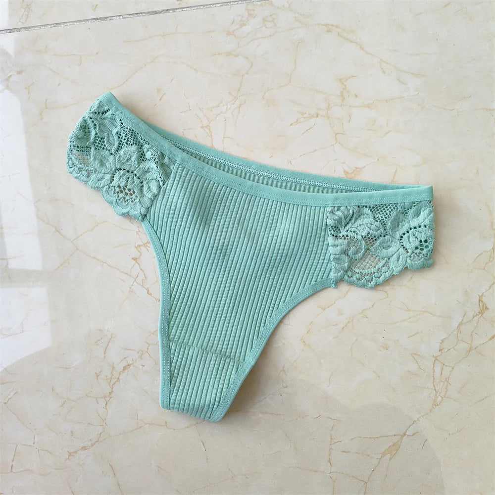 3Pcs/Set Women Thread Cotton Lace Thong Panties Pack Sports Ladies Seamless G Strings Cozy Lingerie Tanga Panty Viralgem Store