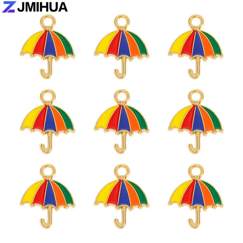 20pcs/lot Metal Enamel Cute Umbrella Charms For Jewelry Making Earrings Pendant Necklaces Bracelets DIY Handmade Accessories