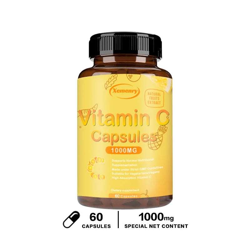 Vitamin C Capsules 1000mg - Immune System and Collagen Booster, Skin Health, AntioxidantSupplements