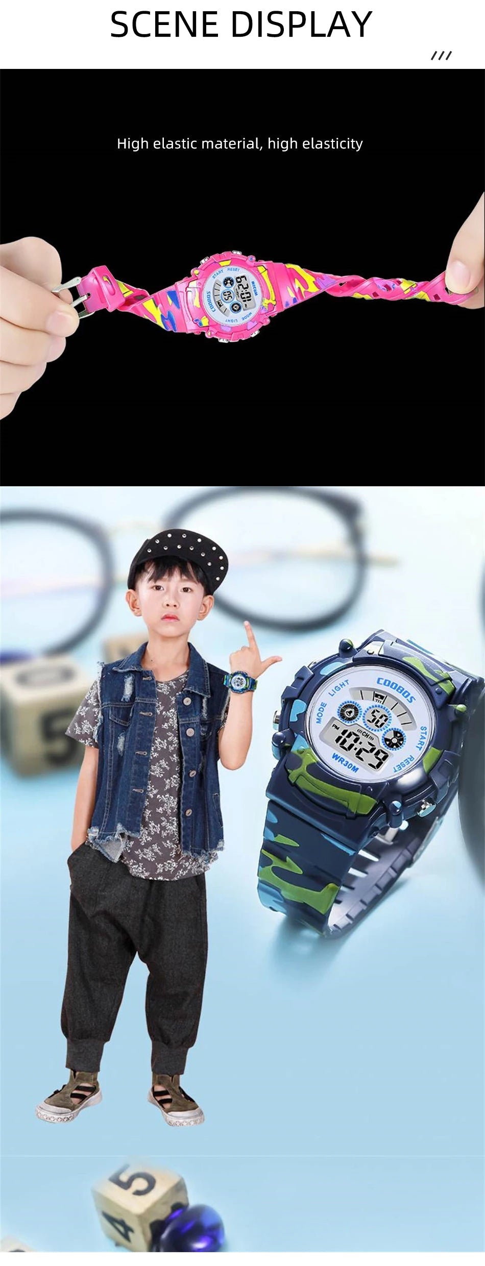 2023 New Boys Sports Military Kids Digital Watches Student Childrens Watch Fashion Luminous LED Alarm Camouflage Girls Clock Viralgem Store