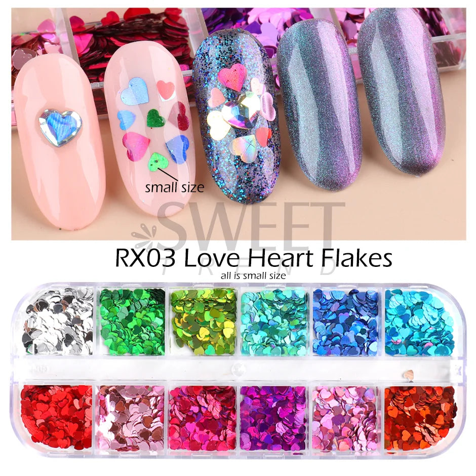 12 Grids Opal Dream Crystal Sequins Nail Flake Galaxy Iridescent Aurora 3D Paillette for Winter Autumn Manicure Decoration SWYFH Viralgem Store