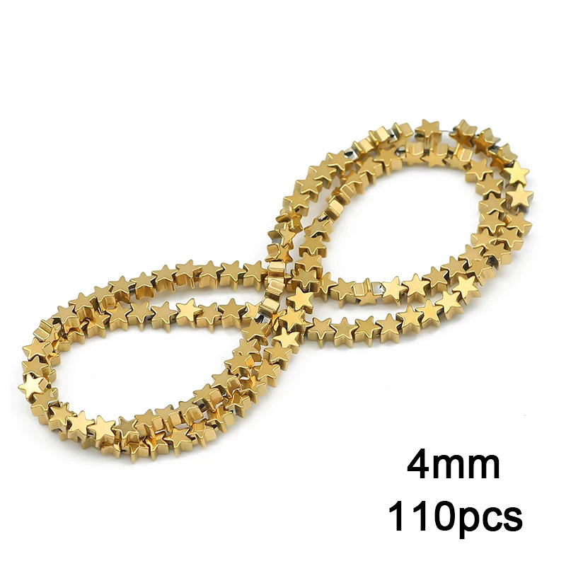 3A+ Retention Color Various Shapes Star Heart Hematite Natural Stone Plated Loose Gold Beads For Jewelry Making Diy Bracelets