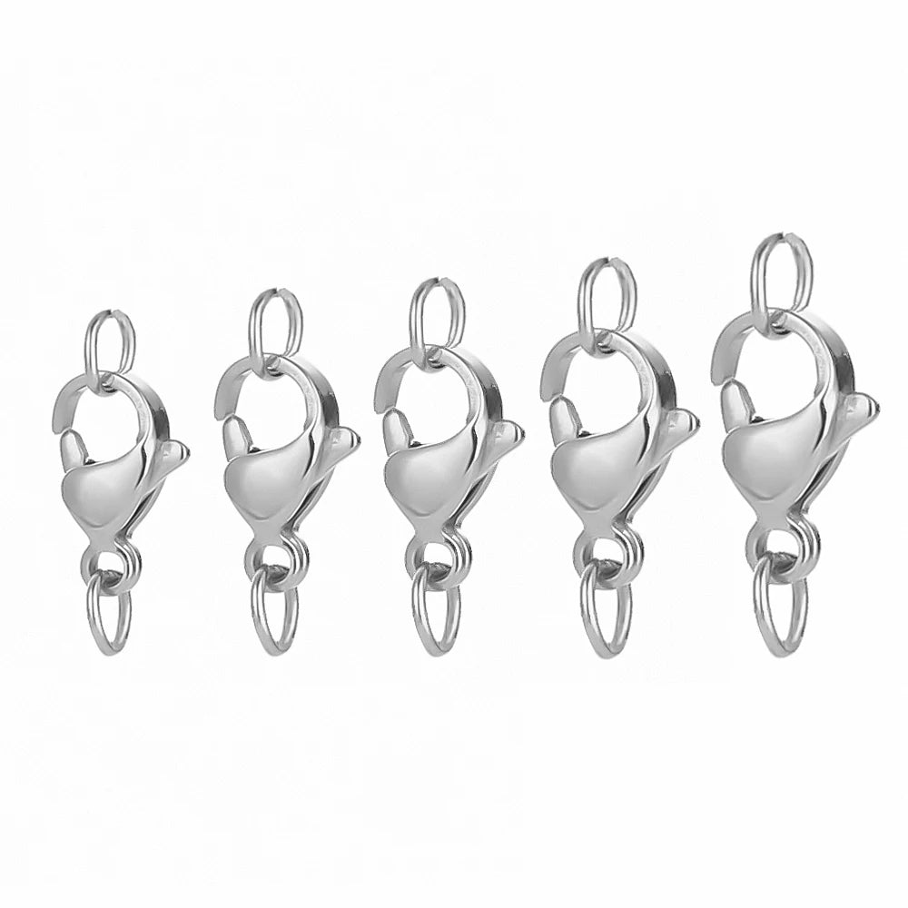 25Pcs Stainless Steel Lobster Clasps Jump Rings Hooks Connector Bracelet Necklace Chains DIY Jewelry Making Findings Supplies