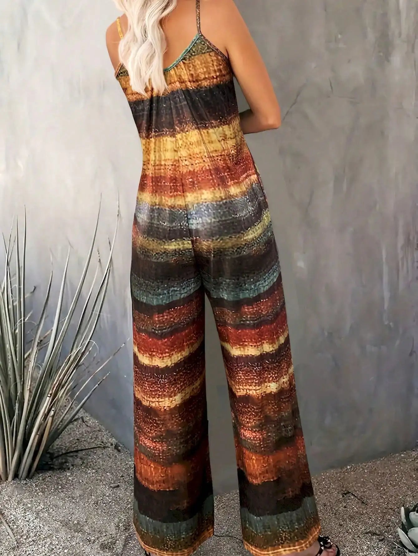 Women's Off the Shoulder Slingback Long Length Drawings Print Jumpsuit-vacation outfits women, fashion jumpsuit for fall clothes