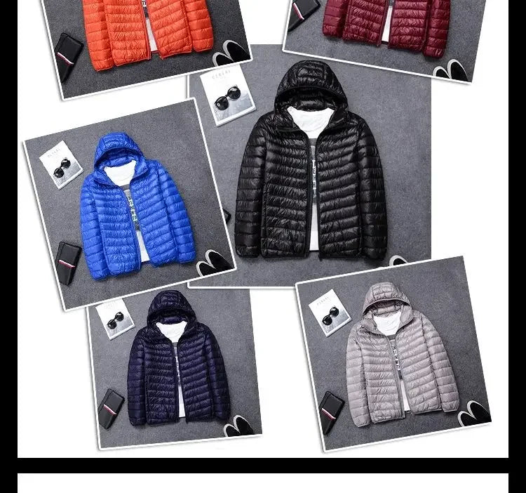 2024 New High-grade Men's White Duck Down Light Down Jacket Men's Short Hooded Men's Autumn Winter Lightweight Coat Men Jacket