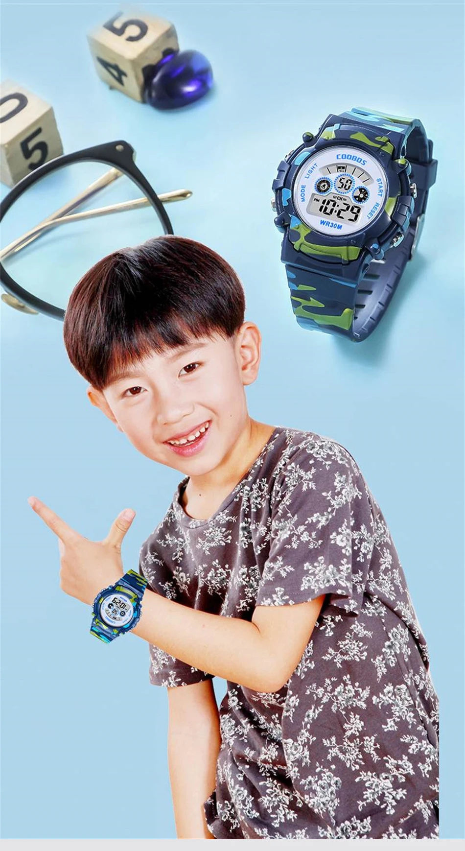 2023 New Boys Sports Military Kids Digital Watches Student Childrens Watch Fashion Luminous LED Alarm Camouflage Girls Clock Viralgem Store