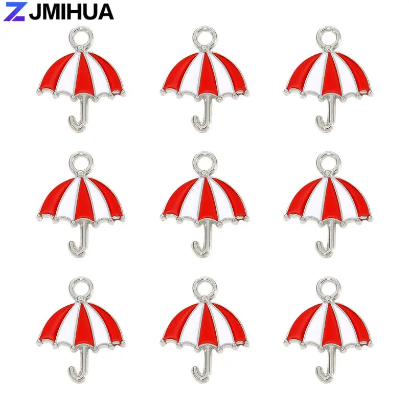 20pcs/lot Metal Enamel Cute Umbrella Charms For Jewelry Making Earrings Pendant Necklaces Bracelets DIY Handmade Accessories