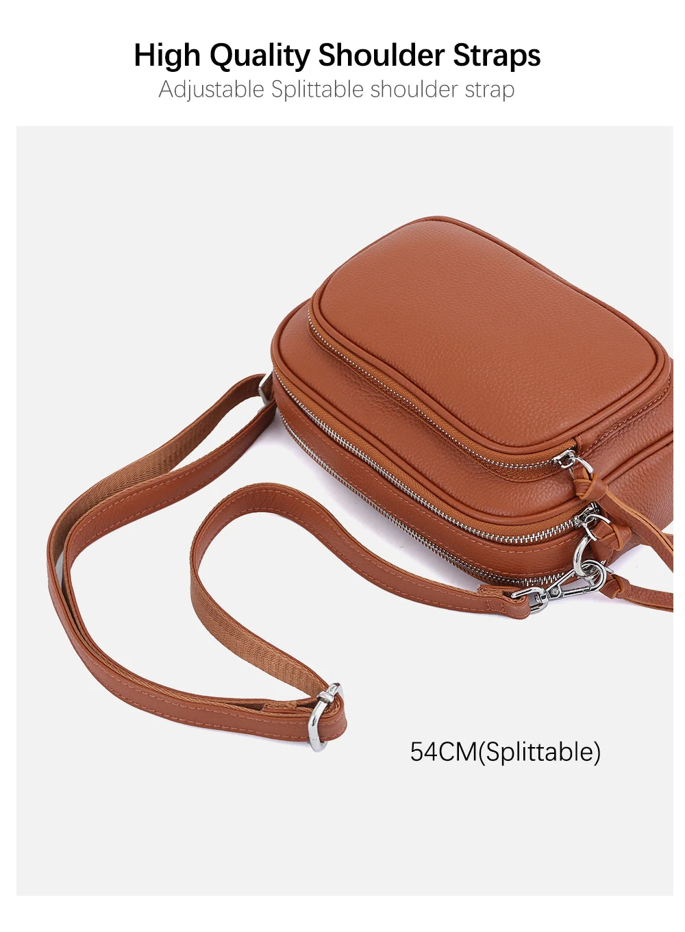 Zency Designer Women Shoulder Bag Genuine Cowhide Leather Handbag Zipper Pockets Large Capacity Female Crossbody Bag White Viralgem Store