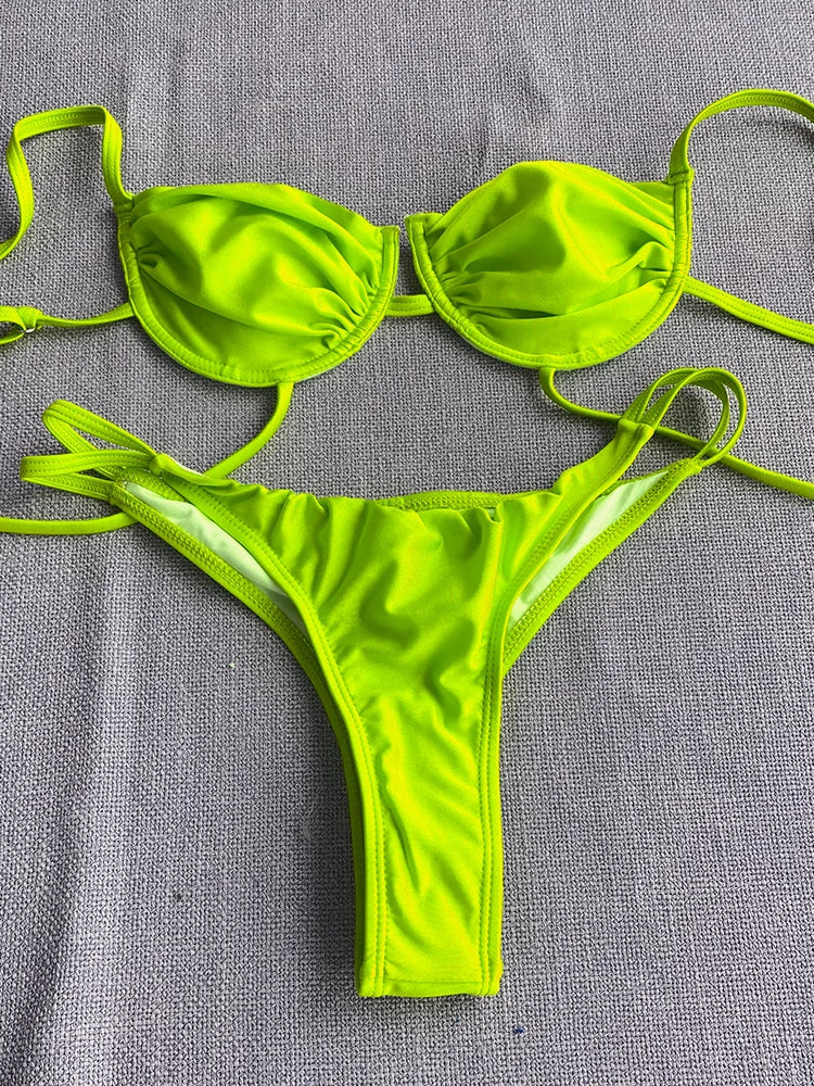 ZRTAK Sexy Cup Bikinis Swimsuit Bikini Sets Push Up Swimwear Women Bathing Suit Micro Thong Biquinis Solid Beachwear Viralgem Store