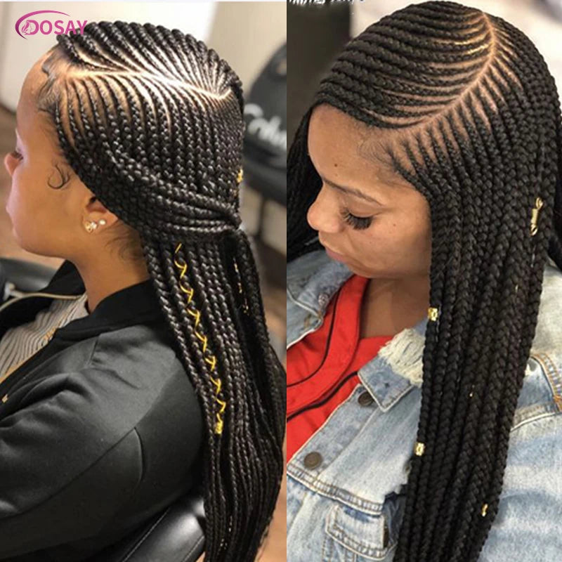 36" Synthetic Full Lace Front Wig Cornrow Braided Wigs for Black Woman Crochet Dreads Box Braided Lace Wig Faux Locs Braids Wigs Viralgem Store