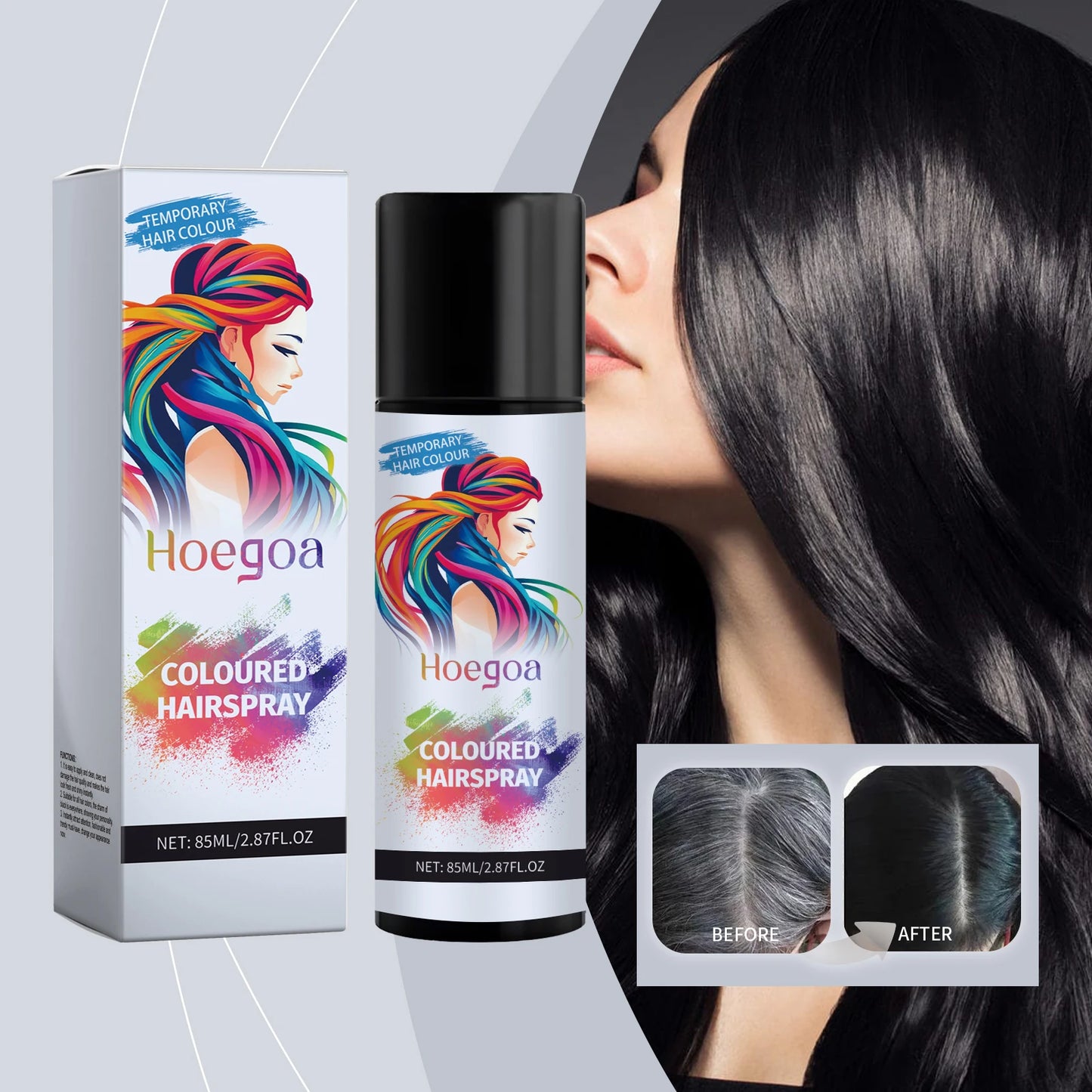 Temporary Hair Dye Spray Fast Remove White Grey Hair Back To Black Coloured Hairspray Travel Hair Dye Disposable Hair ColorSpray