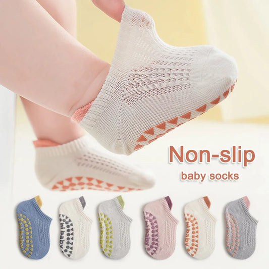 6 Pairs Baby Boys Girls Cotton Non-slip Floor Socks Summer For Toddler Kids Indoor Activities Learn To Walk Ankle Socks