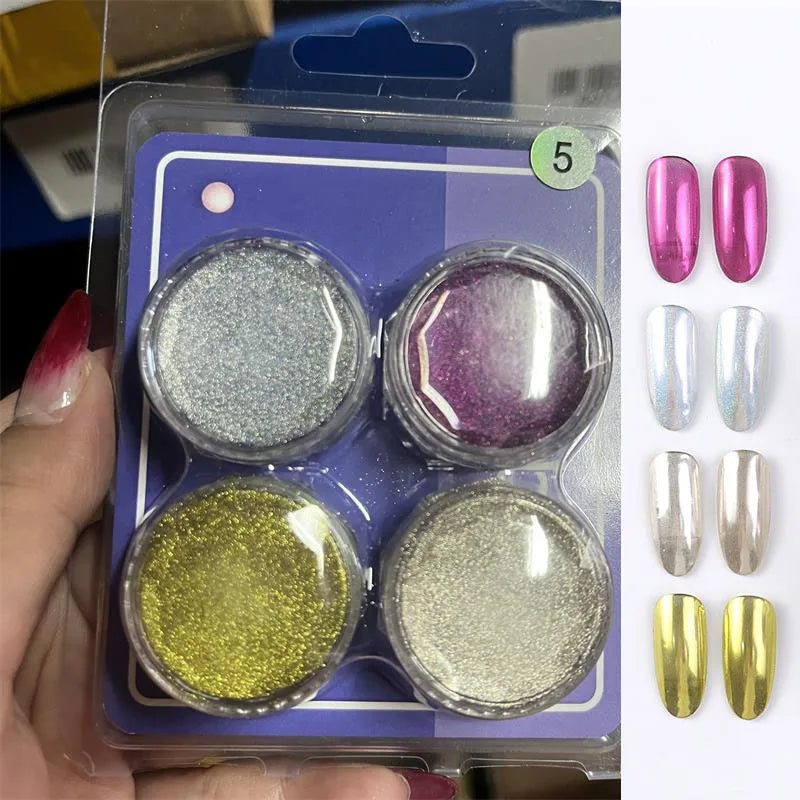 1 Box Mirror Glitter Powder Nail Decoration Metallic Chrome Nail Powder Set Y2K Rubbing Glitter Pigment Flakes Manicure Accessor
