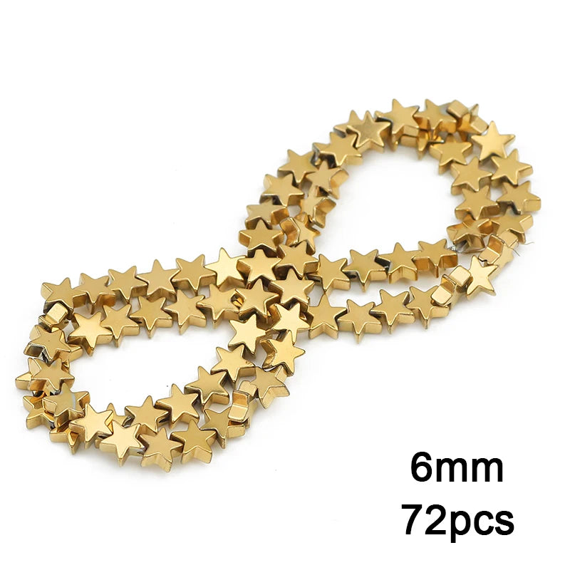 3A+ Retention Color Various Shapes Star Heart Hematite Natural Stone Plated Loose Gold Beads For Jewelry Making Diy Bracelets