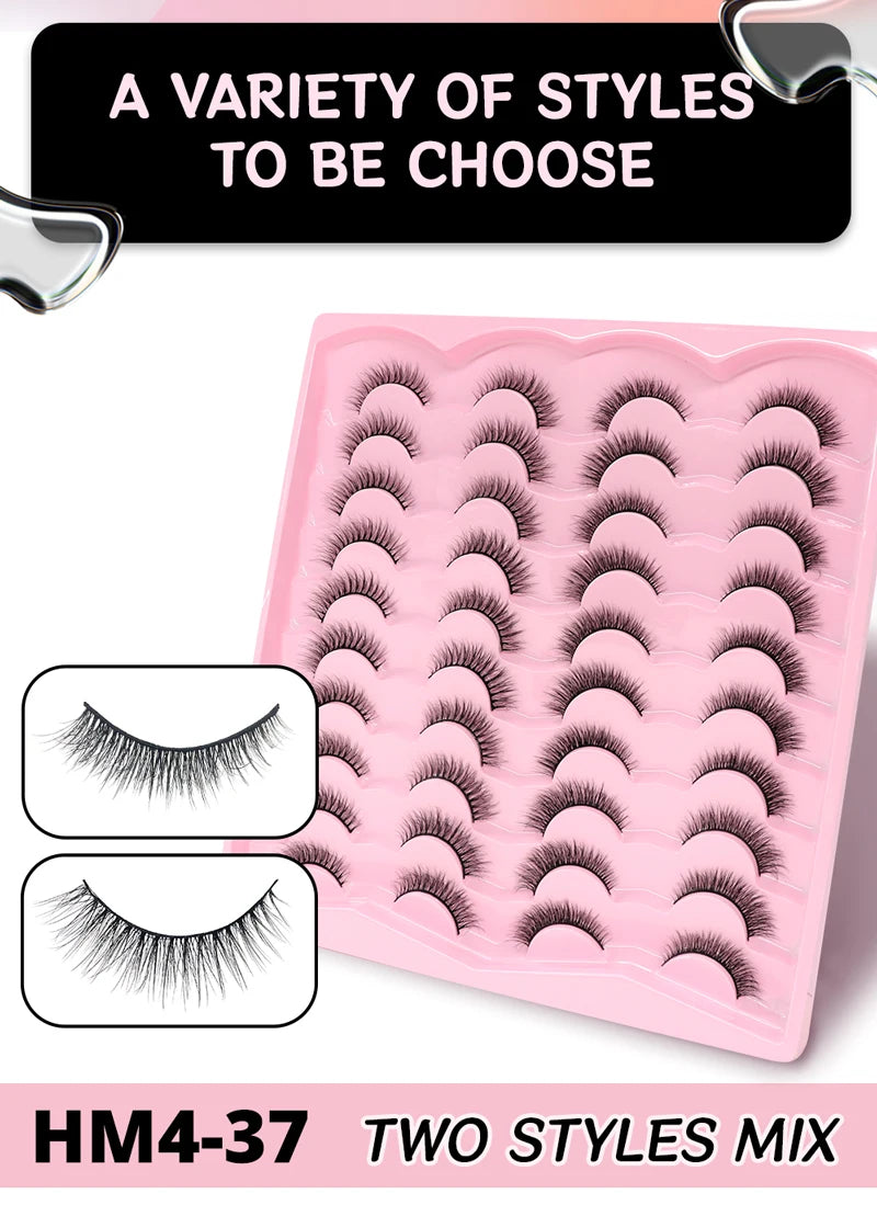 2 Style 20 Pairs Eyelash 3D Natural Mink False Eyelashes Makeup Fake Eye Lashes Faux Cilios Make Up Beauty Tools Wholesale
