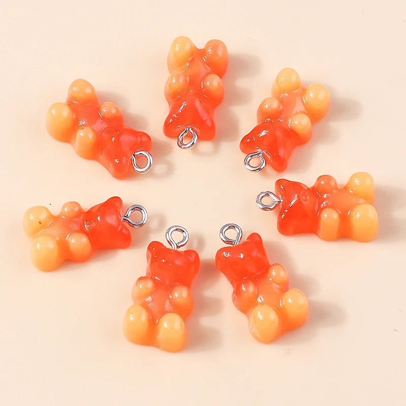 30colors 10pcs 22X11mm Candy Color Gummy Mini Bear Charms for Making Cute Earrings Pendant Necklace DIY Creative Jewelry Finding