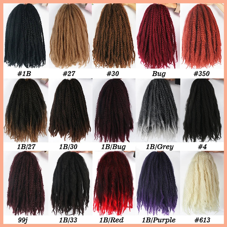 18 Inch 1-6 Packs Marley Twist Crochet Hair Black Brown to Blonde Synthetic Afro Marley Ombre Braiding Hair for Faux Locs Braids