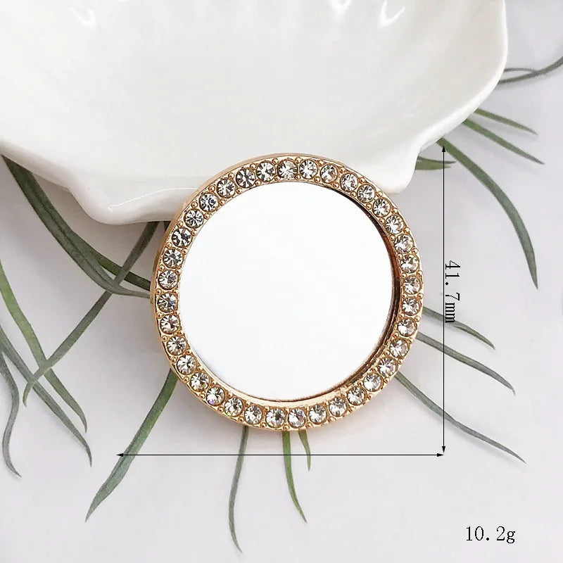 2pcs Round Mini Cute Love Heart Make Up Mirror For Mobile Phone Accessories Self-Adhesive Sticker DIY Phone Decoration Crafts Viralgem Store