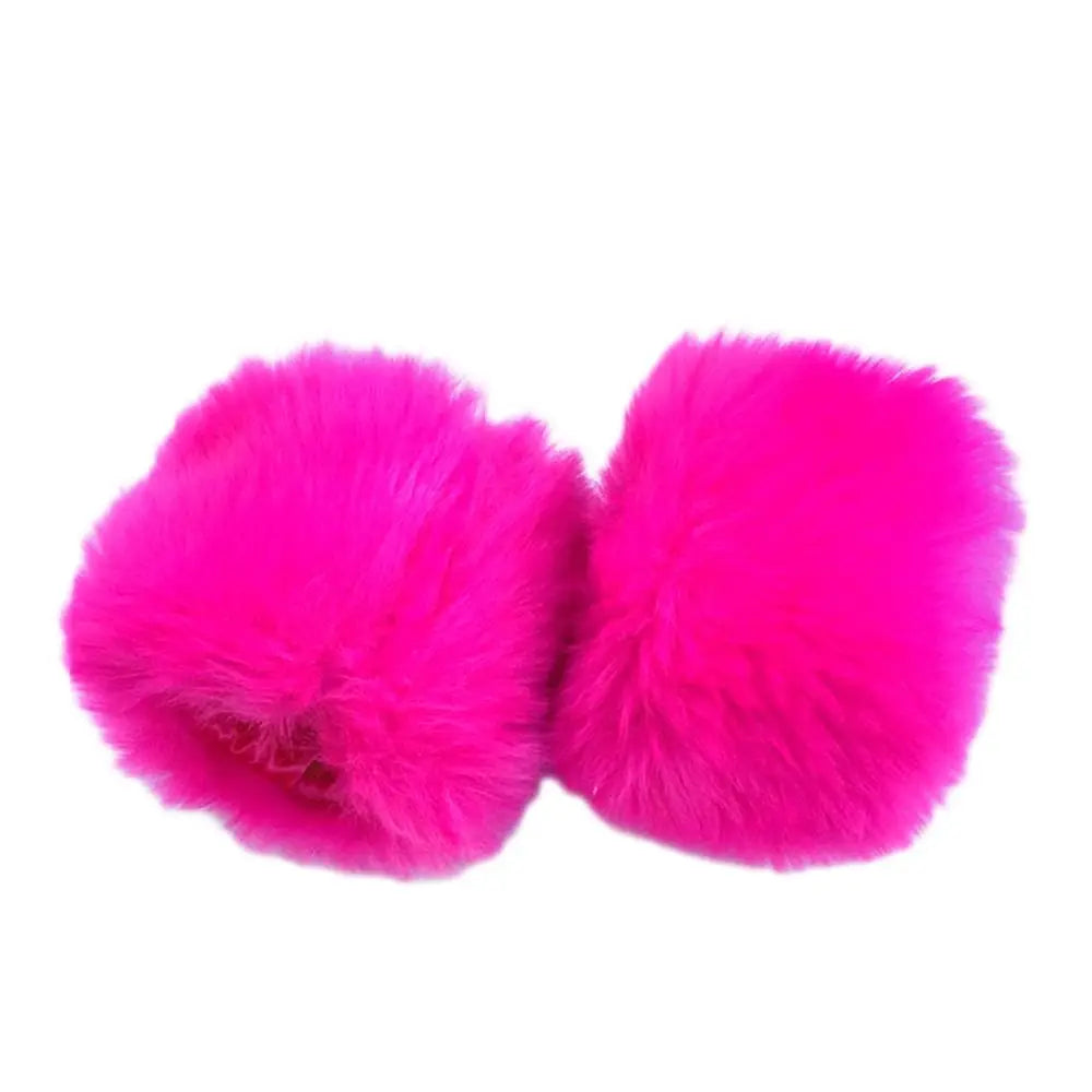 Women Fashion Winter Warm Faux Fur Elastic Wrist Slap On Cuffs Ladies Solid Color Arm Warmer Plush Wrist Protector Viralgem Store