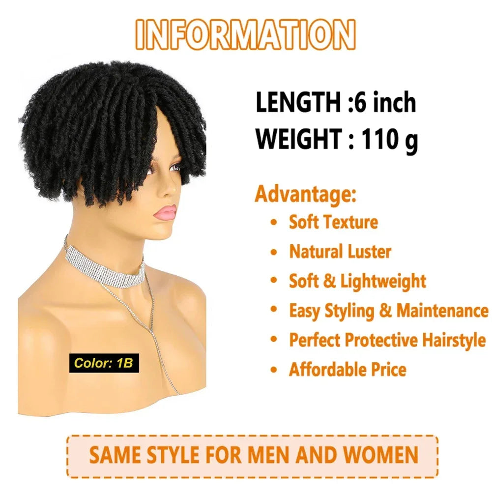 Synthetic Dreadlock Hair Topper Clip in Braided Half Wigs Locs Braided Wig Soft Short Wig Dreads for Men Women Viralgem Store